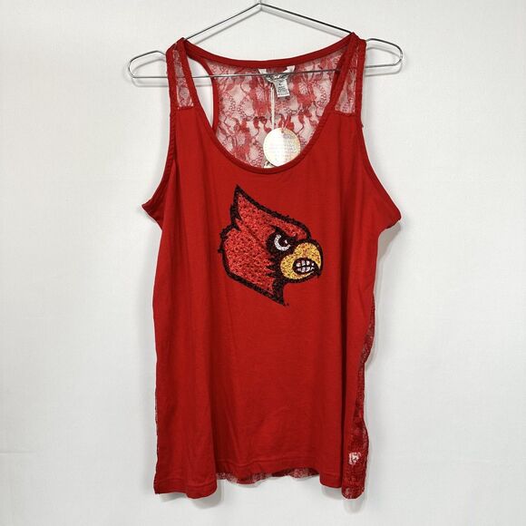 NEW Pressbox University of Louisville Cardinals RED Lace Back Sexy top Large - Picture 1 of 6